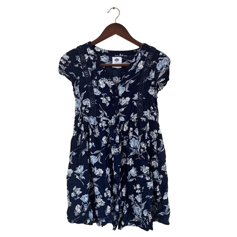 Wild Blue Sadie Robertson Blue Floral Mini Dress Small Girly Beach